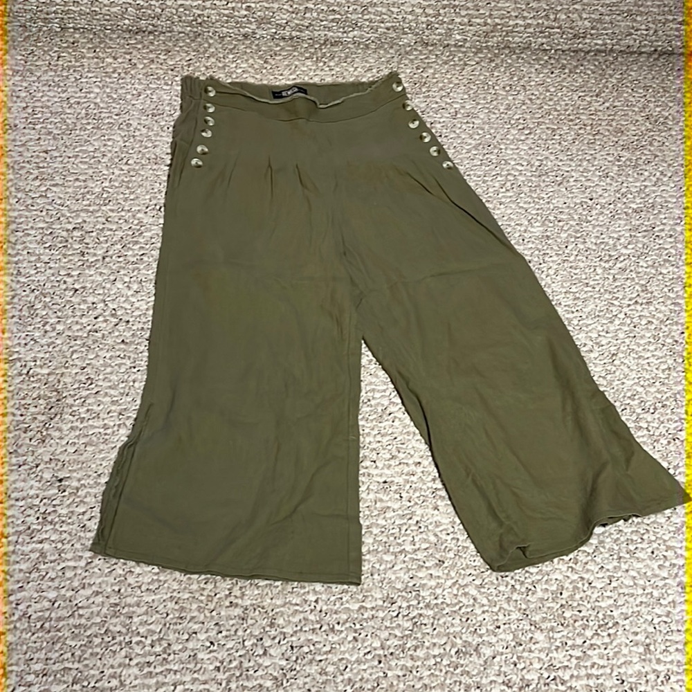 Linen/rayon blend palazzo pant